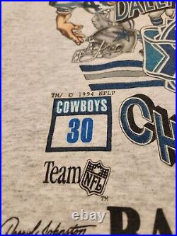Rare Vintage NFL Dallas Cowboys Shirt Xplosion Mens 1994 Gray Caricature Medium