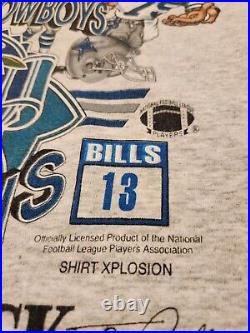 Rare Vintage NFL Dallas Cowboys Shirt Xplosion Mens 1994 Gray Caricature Medium