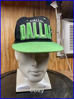 Rare Vintage Team NFL 90s Dallas Cowboys Green Blue Star Snapback Hat Cap