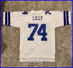 Reebok Dallas Cowboys Lilly #74 Authentic NFL Jersey White Blue Medium