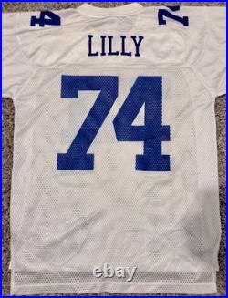 Reebok Dallas Cowboys Lilly #74 Authentic NFL Jersey White Blue Medium