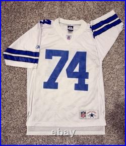 Reebok Dallas Cowboys Lilly #74 Authentic NFL Jersey White Blue Medium