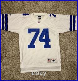 Reebok Dallas Cowboys Lilly #74 Authentic NFL Jersey White Blue Medium