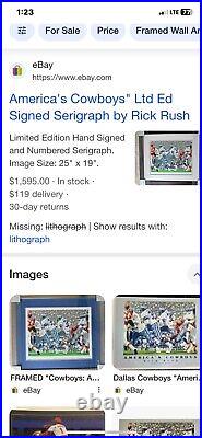 Rick Rush Hand Signed & Numbered(185 Of Only 310 Made)Dallas Cowboys Lithograph Rick Rush Hand Signed & Numbered(185 Of Only 310 Made)Dallas Cowboys Lithograph