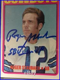 Roger Staubach Signed Sb VI Mvp 1972 Topps Rookie Card Rc Psa Graded 10 Auto
