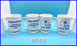 Set of 4 1971 Dallas Cowboys NFL World Champions Plastic Cups Mugs With Stand