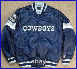 Starter G-III NFL Dallas Cowboys Satin Bomber Jacket Size Medium
