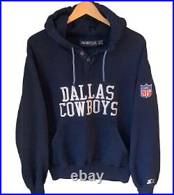 Starter NFL Dallas Cowboys Football Pullover Hoodie Sweatshirt Mens Sz L Vintage