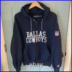 Starter NFL Dallas Cowboys Football Pullover Hoodie Sweatshirt Mens Sz L Vintage