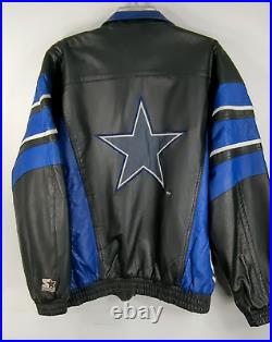 Starter Proline Leather Jacket Dallas Cowboys NFL Football Men's Size Large