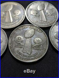 Super Bowl. 999 SILVER COIN SET of 5 Lombardi Trophy Cowboys Steelers Vikings
