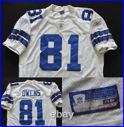Terrell Owens Dallas Cowboys Jersey Reebok White Authentic Sewn On Field 48 XL