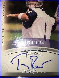 Tony Romo 2003 SP Authentic Autographed Rookie Card #58/1200! Dallas Cowboys
