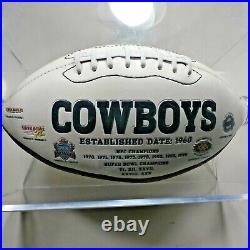 Tony Romo #9 Dallas Cowboys Club History Football Signed on White Panel in Case