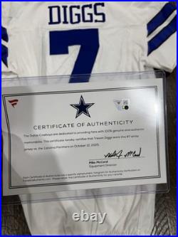 Trevon Diggs Dallas Cowboys Game Used Worn Jersey 10/12/25 vs Panthers Team COA