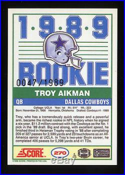 Troy Aikman 1999 Score Autograph Auto #47/100 Dallas Cowboys QB HOFer BV $250
