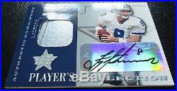 Troy Aikman 2001 Leaf Players Collection Autographed Game Worn Helmet Patch Card