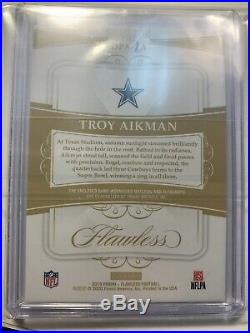 Troy Aikman 2019 Panini Flawless Dual Game Used Patch On-Card Auto #3/5 Cowboys