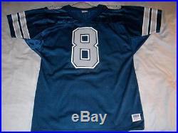 Troy Aikman 8 Dallas Cowboys NFL Blue Wilson Vintage Jersey Men's Medium used