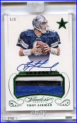 Troy Aikman Flawless Auto Game-used #5/5 Emerald Dallas Cowboys Nm