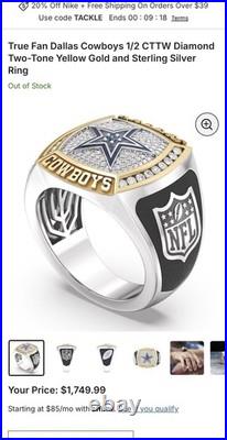 True Fan Dallas Cowboys 1/2 CTTW Diamond Two-Tone Yellow Gold and Sterling Silve