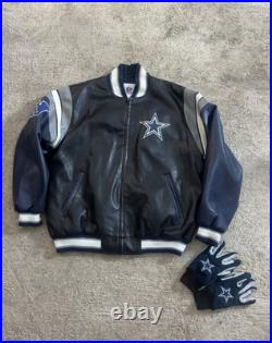 VINTAGE 1990'S Dallas Cowboys Leather Jacket With Gloves