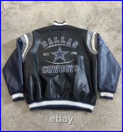 VINTAGE 1990'S Dallas Cowboys Leather Jacket With Gloves