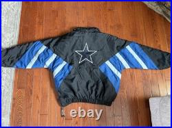 VINTAGE 90's DALLAS COWBOYS NFL STARTER 1/2 ZIP PULLOVER HOODED JACKET XL