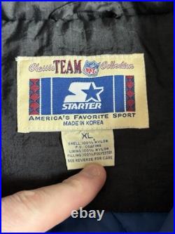 VINTAGE 90's DALLAS COWBOYS NFL STARTER 1/2 ZIP PULLOVER HOODED JACKET XL