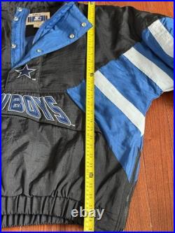 VINTAGE 90's DALLAS COWBOYS NFL STARTER 1/2 ZIP PULLOVER HOODED JACKET XL