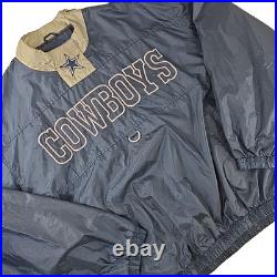VINTAGE 90s GAME DAY NFL DALLAS COWBOYS BLUE WINDBREAKER MEN'S SIZE LARGE ZIPPER