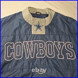 VINTAGE 90s GAME DAY NFL DALLAS COWBOYS BLUE WINDBREAKER MEN'S SIZE LARGE ZIPPER