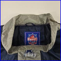VINTAGE 90s GAME DAY NFL DALLAS COWBOYS BLUE WINDBREAKER MEN'S SIZE LARGE ZIPPER