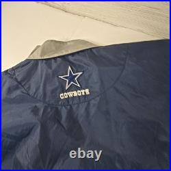 VINTAGE 90s GAME DAY NFL DALLAS COWBOYS BLUE WINDBREAKER MEN'S SIZE LARGE ZIPPER