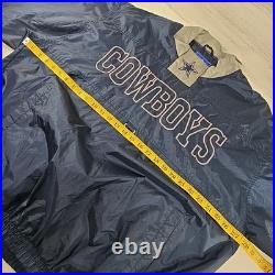 VINTAGE 90s GAME DAY NFL DALLAS COWBOYS BLUE WINDBREAKER MEN'S SIZE LARGE ZIPPER
