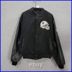 VINTAGE Dallas Cowboy Men Jacket Large Black Varsity Embroidered Chalk Line USA