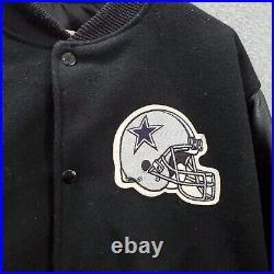 VINTAGE Dallas Cowboy Men Jacket Large Black Varsity Embroidered Chalk Line USA