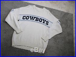 VINTAGE Dallas Cowboys Football Sweater Adult 2XL XXL White Blue NFL Pro Elite