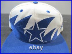 VINTAGE Dallas Cowboys Hat Cap Snap Back White Blue Sharktooth Football Mens 90s