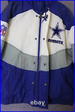 VINTAGE Dallas Cowboys Mens Jacket Big M Blue Puffer Apex One Pro Line Football