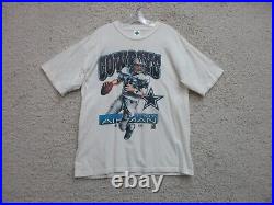 VINTAGE Dallas Cowboys Shirt Extra Large 1996 White #8 Troy Aikman Graphic Mens
