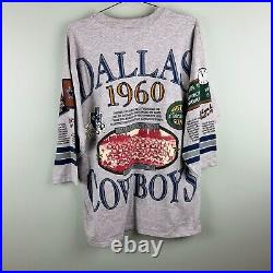 VINTAGE Dallas Cowboys Shirt XL Gray Blue Football Long Gone Mens USA Deadstock