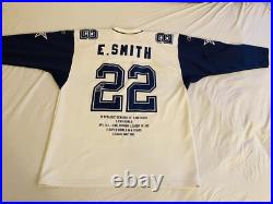 VINTAGE RARE Authentic Reebok Dallas Cowboys Emmitt Smith Stats Jersey Size 54