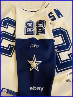 VINTAGE RARE Authentic Reebok Dallas Cowboys Emmitt Smith Stats Jersey Size 54