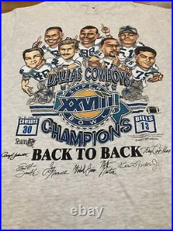 VTG 1994 Shirt Single Stitch Dallas Cowboys Caricatur T-shirt Super Bowl XXVIII