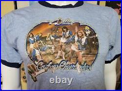VTG 70s Dallas Cowboys Cowgirls Cheerleaders Ringer T Shirt Large NICE RARE NFL