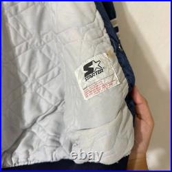 VTG 80s 90s Starter Dallas Cowboys Satin Jacket Navy Blue M NFL Pro Line Quilted