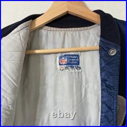 VTG 80s 90s Starter Dallas Cowboys Satin Jacket Navy Blue M NFL Pro Line Quilted