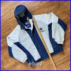VTG 80s NFL DALLAS COWBOYS Men Medium STARTER Pro Hooded Puffer Jacket Coat Zips
