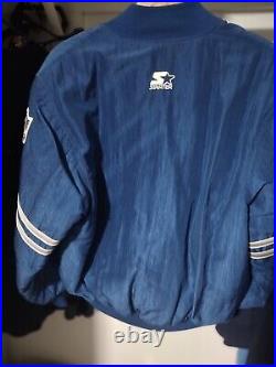 VTG 80s Proline Starter M Dallas Cowboys Nylon Satin Jacket Blue Quilted Liner
